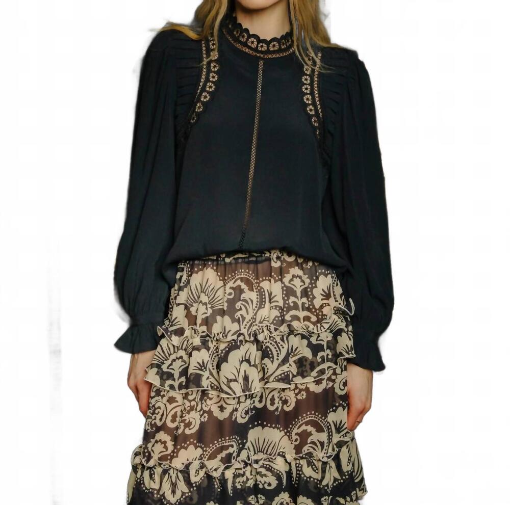 NEW LOVE THE LABEL fiona billowing sleeves top in black